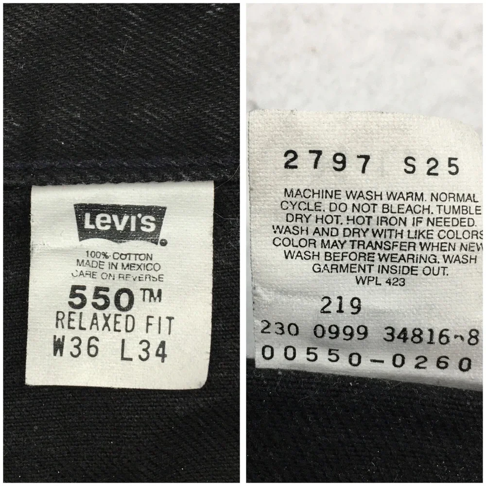 VINTAGE 90s Levis 550 Relaxed Fit Jeans Mens 36x34 Black Denim Casual Classic